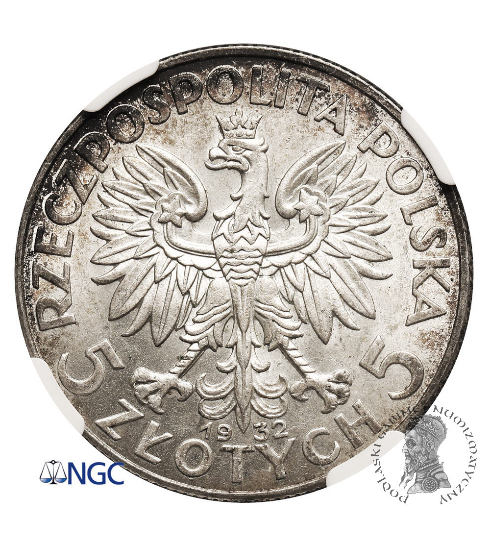 Poland. 5 Zlotych 1932, no mint mark, London Mint - NGC MS 62