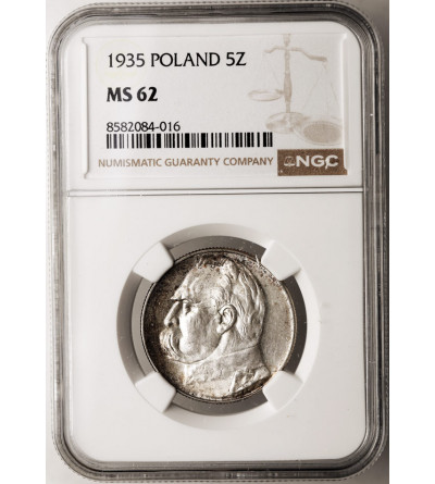 Poland. 5 Zlotych 1935, Warsaw Mint, Jozef Pilsudski - NGC MS 62