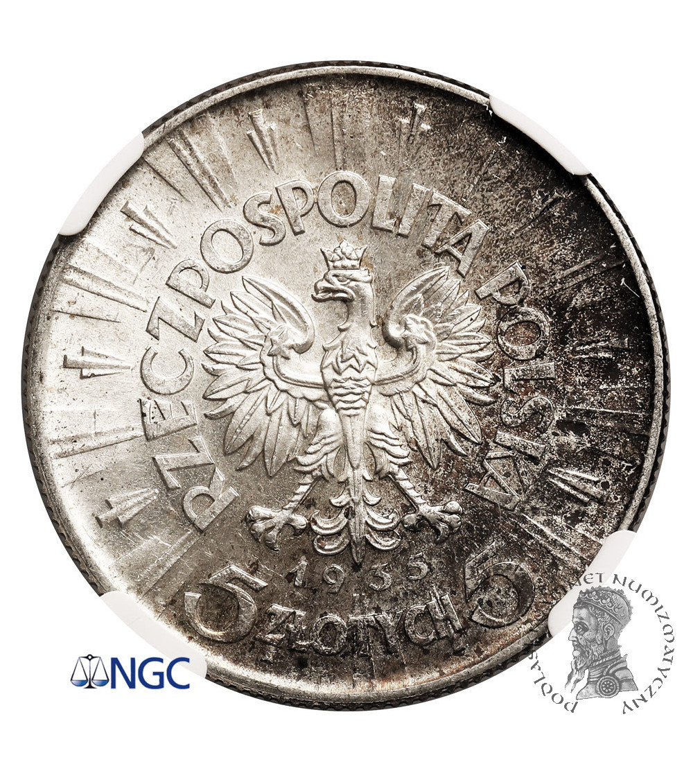 Poland. 5 Zlotych 1935, Warsaw Mint, Jozef Pilsudski - NGC MS 62