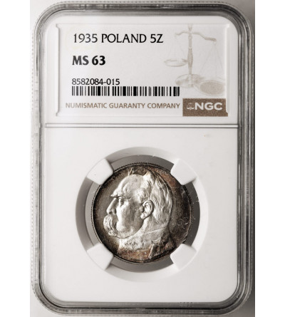 Polska. 5 złotych 1935, Warszawa, Józef Piłsudski - NGC MS 63
