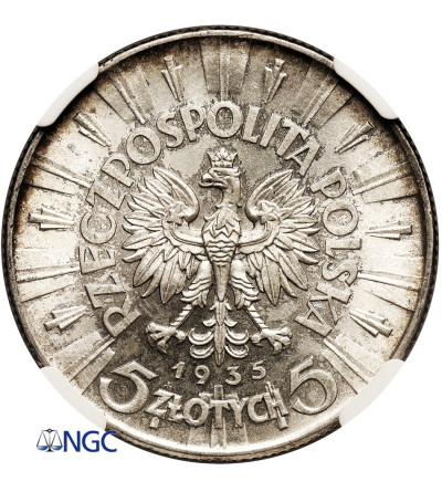 Polska. 5 złotych 1935, Warszawa, Józef Piłsudski - NGC MS 63