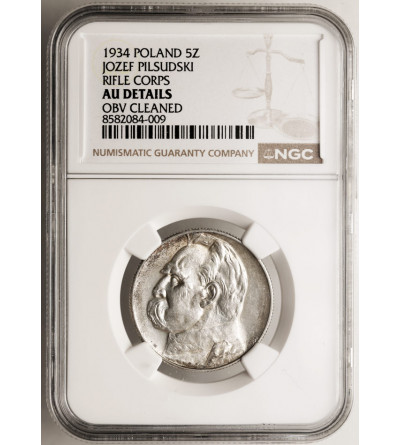 Poland. 5 Zlotych 1934, Jozef Pilsudski - Rifle Corps Eagle - NGC AU Details