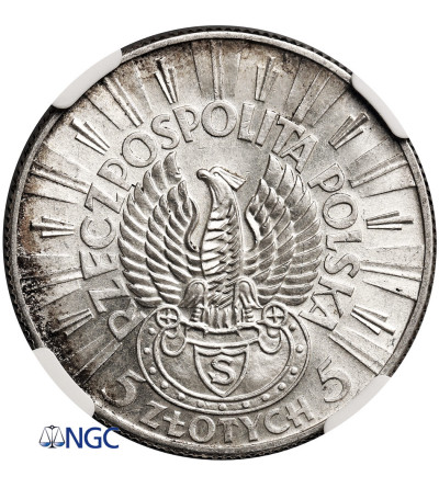 Poland. 5 Zlotych 1934, Jozef Pilsudski - Rifle Corps Eagle - NGC AU Details