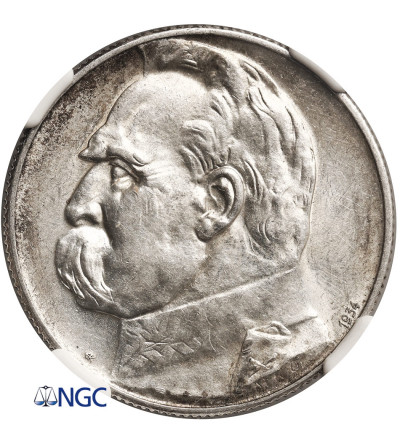 Polska. 5 złotych 1934,  Józef Piłsudski - orzeł strzelecki - NGC AU Details