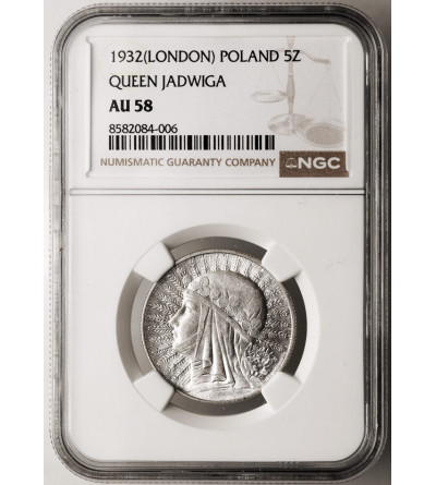 Poland. 5 Zlotych 1932, no mint mark, London Mint - NGC AU 58