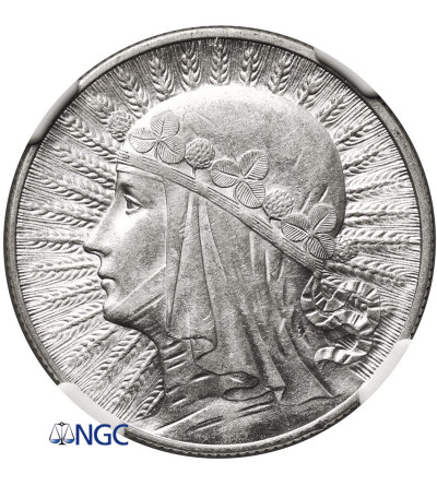 Polska. 5 złotych 1932, Londyn, bez znaku mennicy - głowa kobiety - NGC AU 58