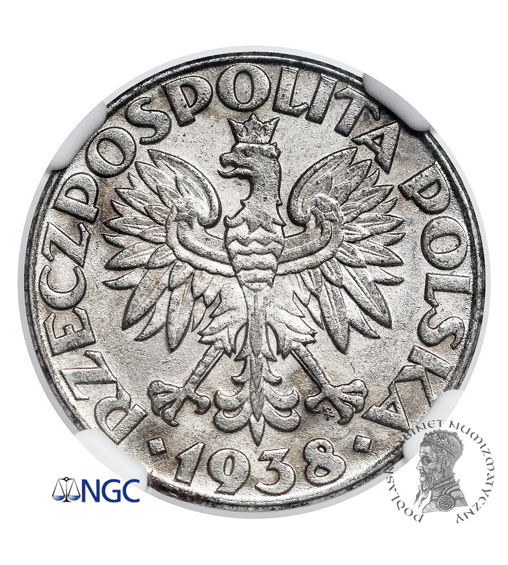Polska, niemiecka okupacja. 50 groszy 1938, Warszawa, dla Generalnej Guberni - NGC AU 58
