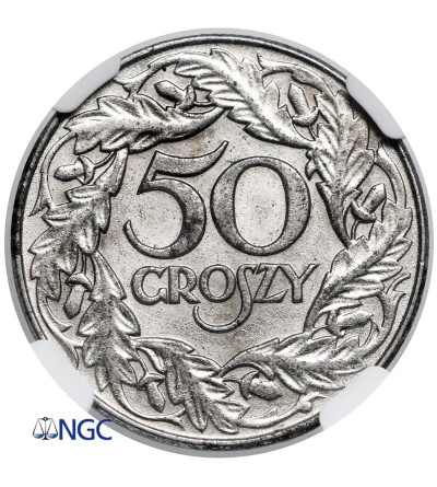 Poland, german occupation (WWII). 50 Groszy 1938, Warsaw Mint - NGC AU 58