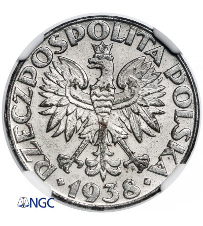 Poland, german occupation (WWII). 50 Groszy 1938, Warsaw Mint - NGC AU 58