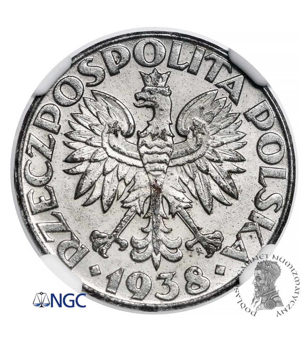Poland, german occupation (WWII). 50 Groszy 1938, Warsaw Mint - NGC AU 58