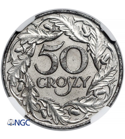 Poland, german occupation (WWII). 50 Groszy 1938, Warsaw Mint - NGC AU 58