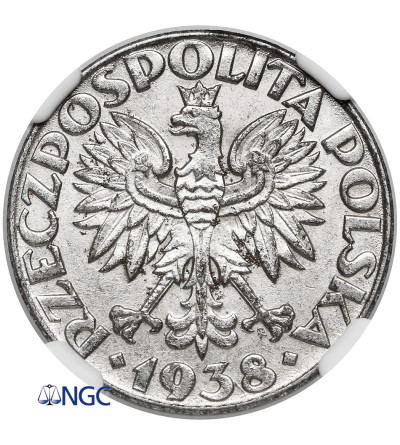 Polska, niemiecka okupacja. 50 groszy 1938, Warszawa, dla Generalnej Guberni - NGC AU 58