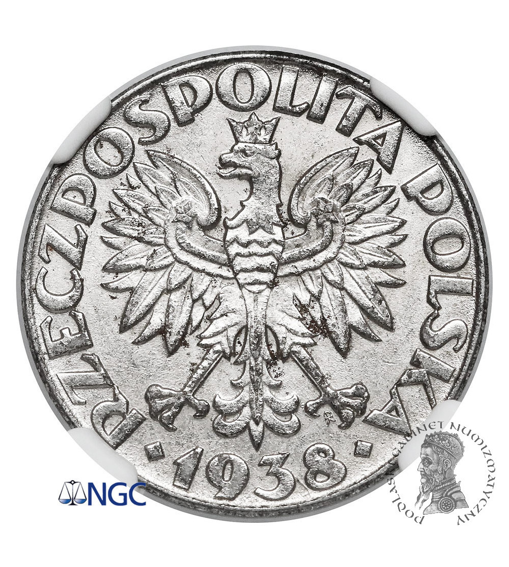 Polska, niemiecka okupacja. 50 groszy 1938, Warszawa, dla Generalnej Guberni - NGC AU 58