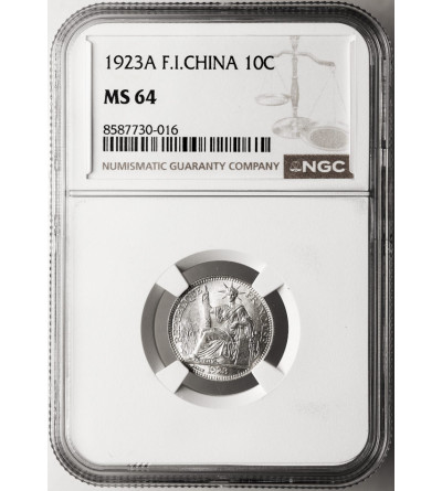 French Indo-China. 10 Cents 1923 A, Paris Mint - NGC MS 64