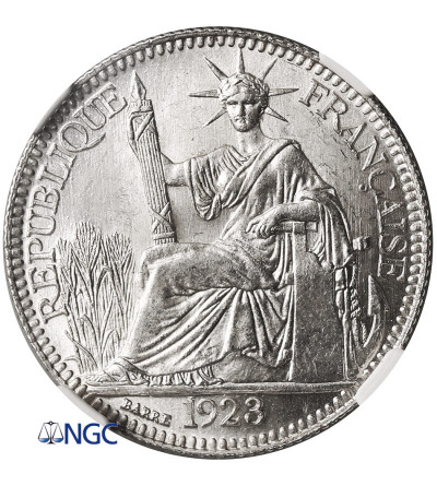 French Indo-China. 10 Cents 1923 A, Paris Mint - NGC MS 64
