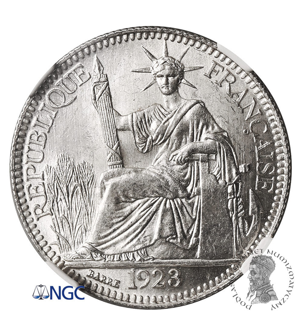 French Indo-China. 10 Cents 1923 A, Paris Mint - NGC MS 64