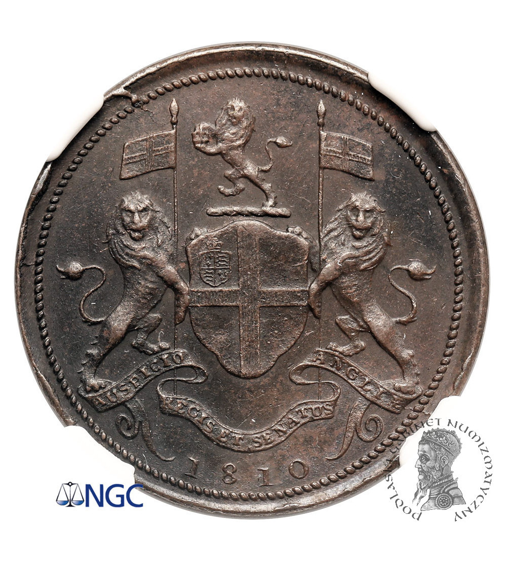 Malaje - Penang (brytyjska administracja). 1 Cent (Piece) 1810 - NGC AU 58 BN