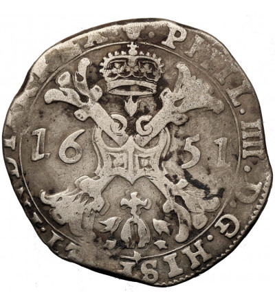 Niderlandy Hiszpańskie, Brabant (Belgia). Filip IV, 1621-1665. 1/2 Patagona 1651, Bruksela