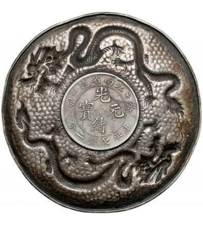 Chiny, Kinagnan, Guangxu (1875-1908). Srebrny spodek / czarka z monetą 1 Yuan (dolar) 1903