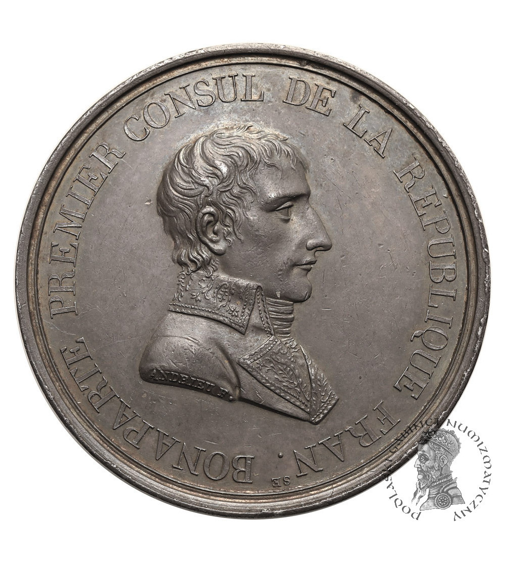 Francja. Napoleon I Bonaparte, srebrny medal upamiętniający pokój w Luneville, 1801