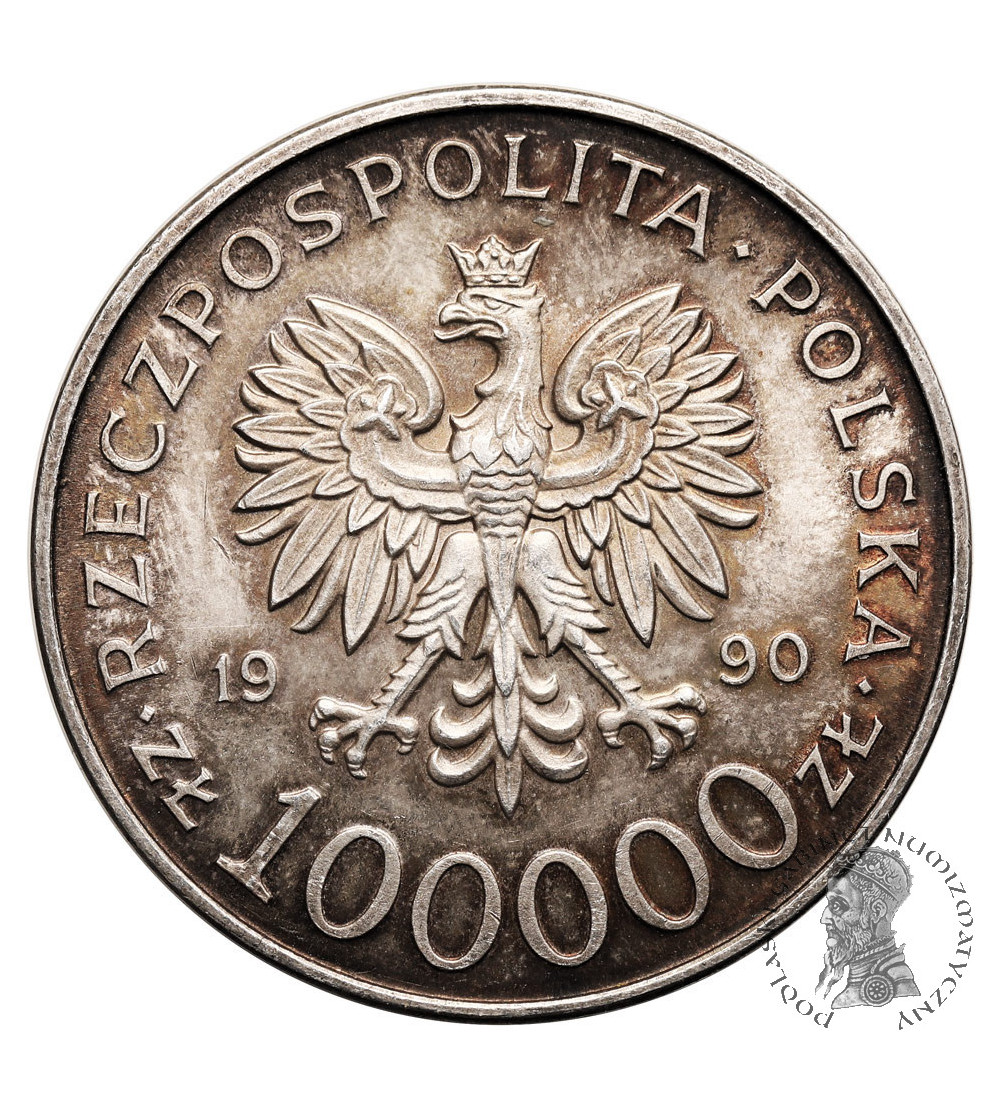 Poland. 100000 Zlotys 1990, Solidarity, var. A (1 Ounce pure Silver)