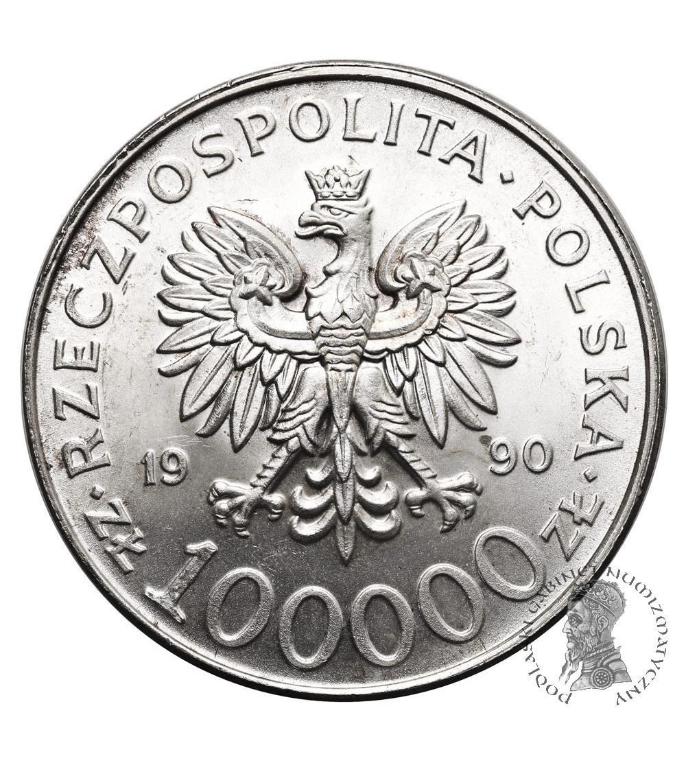 Poland. 100000 Zlotys 1990, Solidarity, var. A (1 Ounce pure Silver)