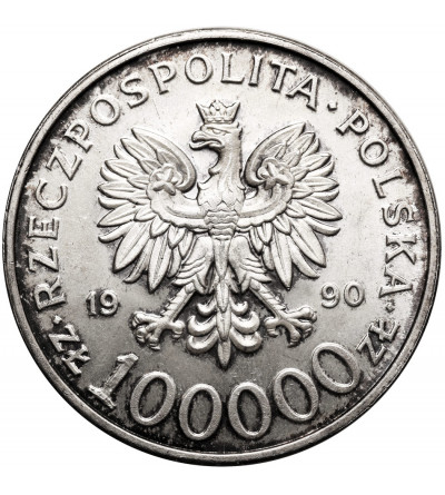 Poland. 100000 Zlotys 1990, Solidarity, var. A (1 Ounce pure Silver)