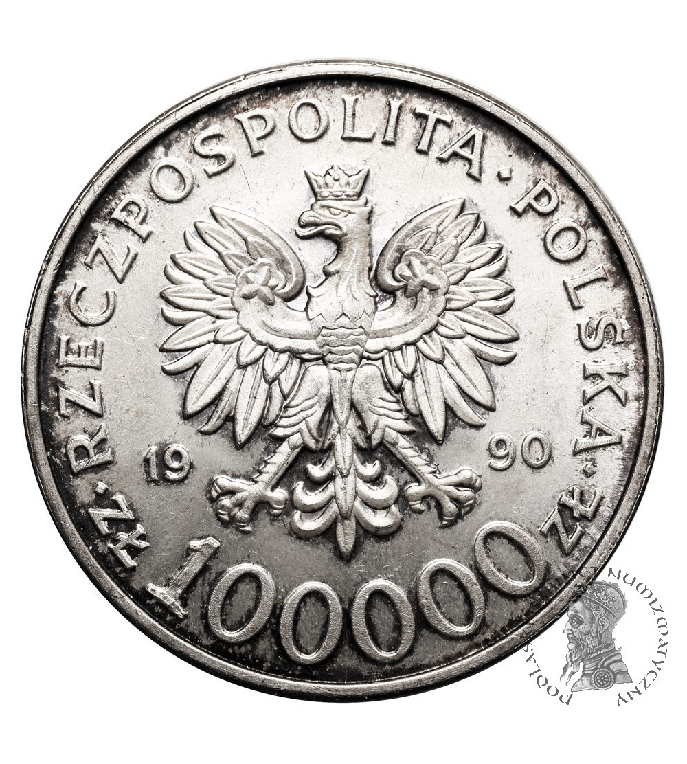 Poland. 100000 Zlotys 1990, Solidarity, var. A (1 Ounce pure Silver)