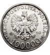 Poland. 100000 Zlotys 1990, Solidarity, var. A (1 Ounce pure Silver)
