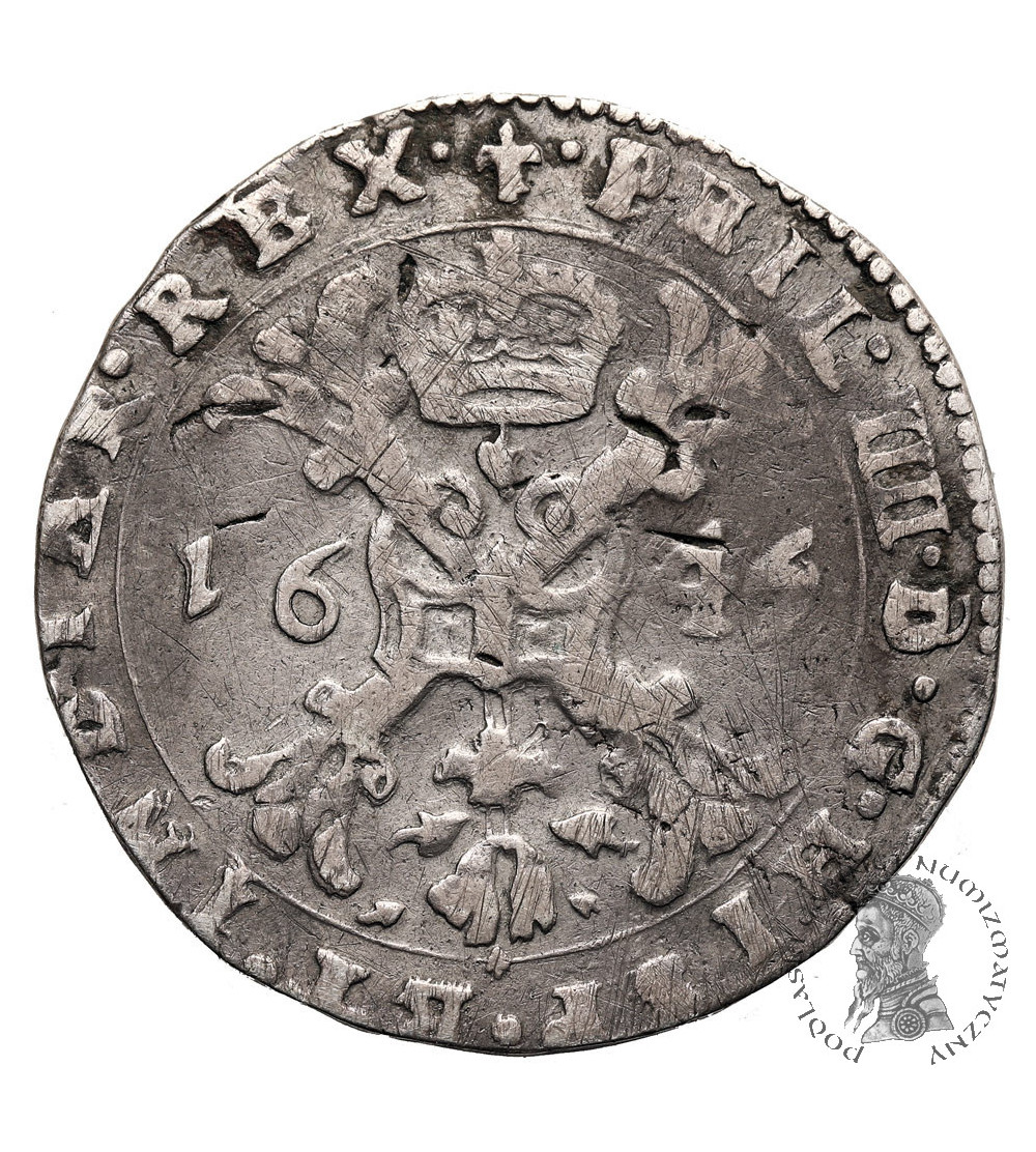 Niderlandy Hiszpańskie (Belgia), Flandria. Filip IV, 1621-1665. 1/2 Patagona 1646, mennica Brugia