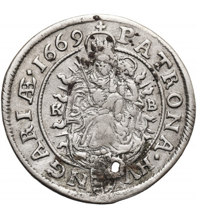Austria / Węgry (Święte Cesarstwo Rzymskie). Leopold I 1657-1705. 6 Krajcarów 1669 KB, Kremnica