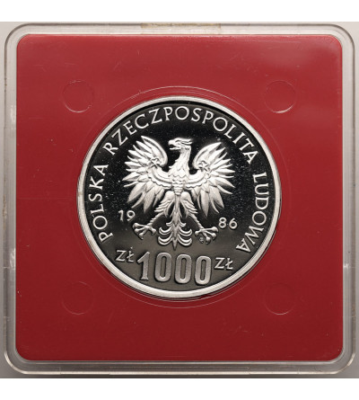 Polska, PRL (1952-1989). 1000 złotych 1986, Ochrona Środowiska - Sowa (PRÓBA)