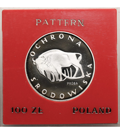 Polska, PRL (1952-1989). 100 złotych 1977, Ochrona Środowiska - Żubr (PRÓBA)