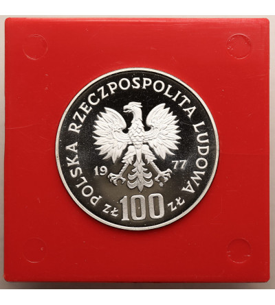 Poland, PRL (1952-1989). 100 Zlotys 1977, European Bison, Environmental Protection series (PROBA / PATTERN)