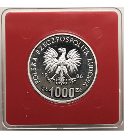 Polska, PRL (1952-1989). 1000 złotych 1986, Narodowy Czyn Pomocy Szkole - Próba
