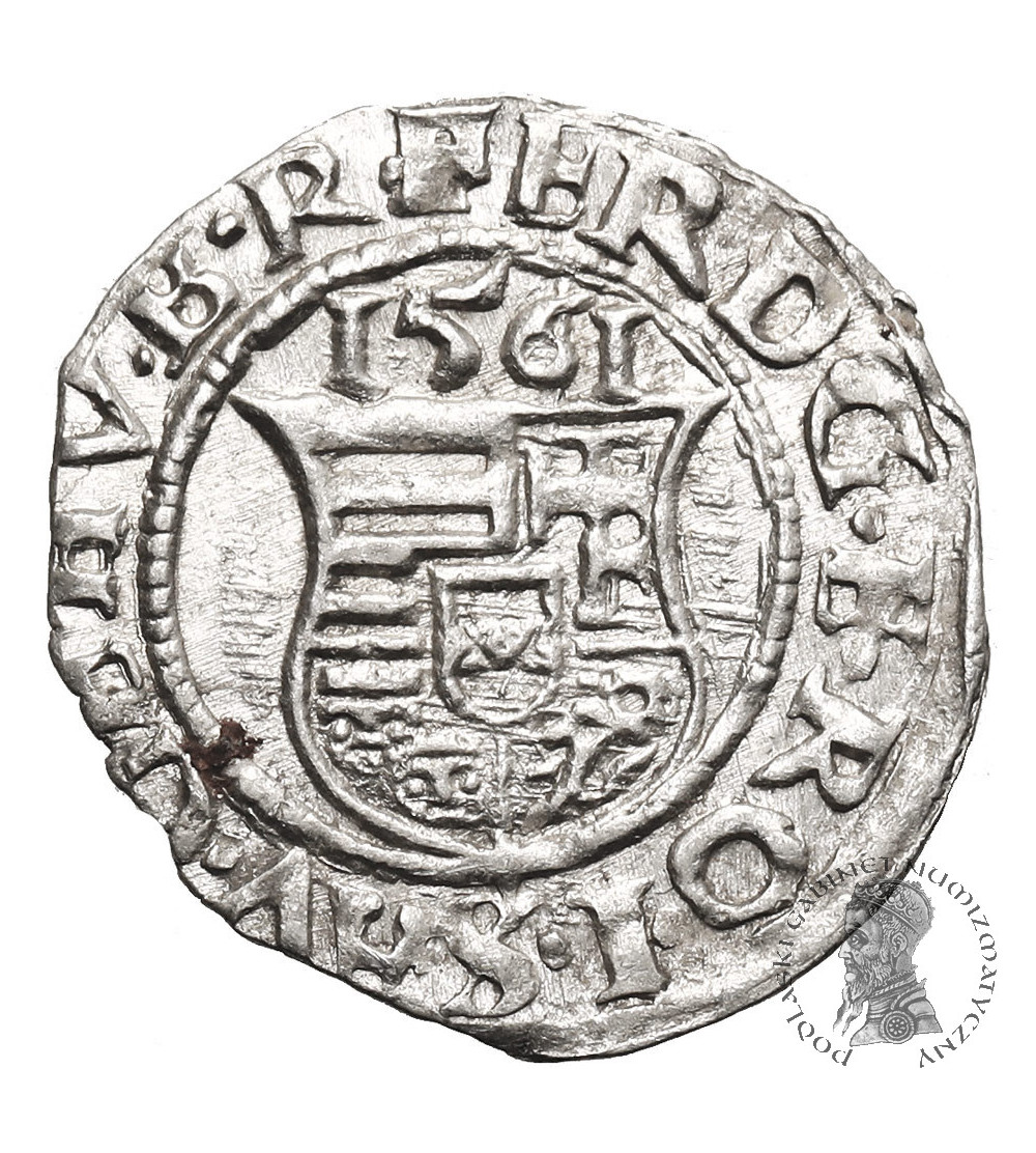 Węgry, Ferdynand I (1526-1564). Denar 1561 KB, Kremnica