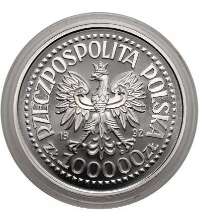 Poland. 100000 Zlotys 1992, Wojciech Korfanty - the reunification of parts of Upper Silesia with Poland - Proof