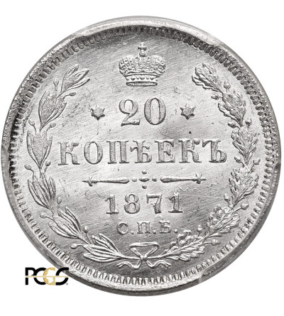 Rosja, Aleksander II 1854-1881. 20 kopiejek 1871 СПБ-HI, St. Petersburg - PCGS MS 65