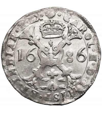 Niderlandy Hiszpańskie, Brabant (Belgia), Karol II, 1665-1700. Talar (Patagon) 1686, Bruksela - RRR!