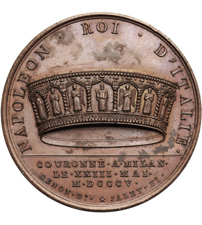 France, Napoleon I Bonaparte. Bronze medal 1805 commemorating the coronation of Napoleon as King of Italy in Milano