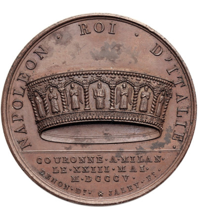 France, Napoleon I Bonaparte. Bronze medal 1805 commemorating the coronation of Napoleon as King of Italy in Milano