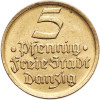 Wolne Miasto Gdańsk. 5 fenigów 1932, flądra
