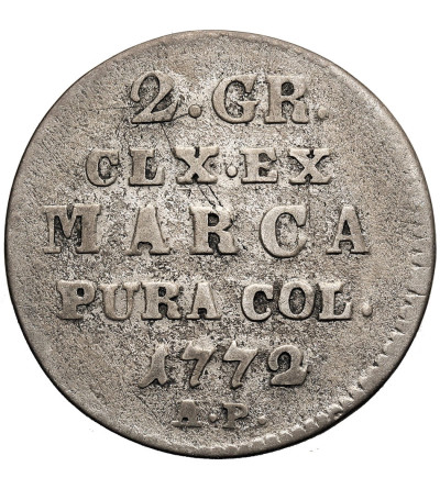 Poland. Stanislaw August Poniatowski 1764-1795. Silver 2 Grosze (Polzlotek) 1772 AP, Warsaw Mint