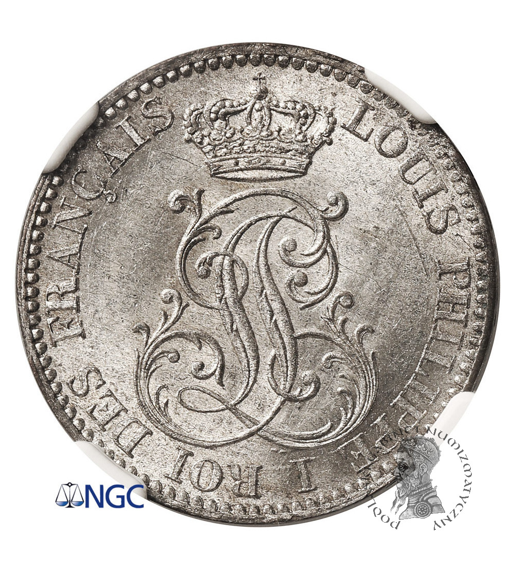 French Guiana, Louis Philippe I (1830–1848). 10 Centimes 1846 A, Paris - NGC MS 65