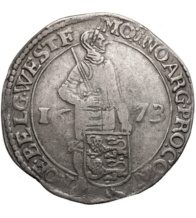Niderlandy, Prowincja Zachodnia Fryzja (1581-1795). Talar (Zilveren Dukaat / Silver Ducat) 1673, z.m.rozetka